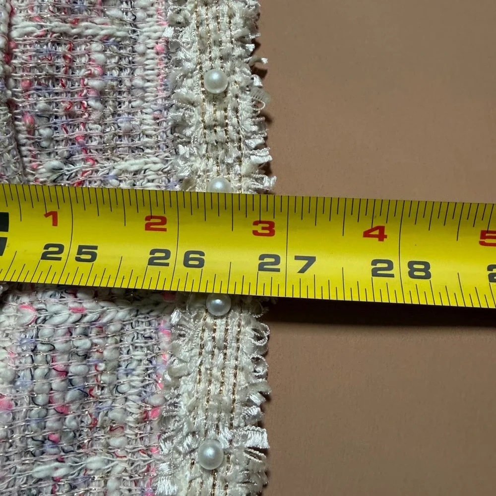 Alfred Dunner Woman 3X Magnolia Springs Pink Tweed Pearl Trim Cardigan Jacket